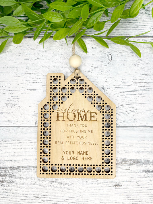 Realtor Gift House Basket Tag - Realtor Closing Gift Thank You Tag - Real Estate Marketing Branded Welcome Home Tag for Closing Gifts