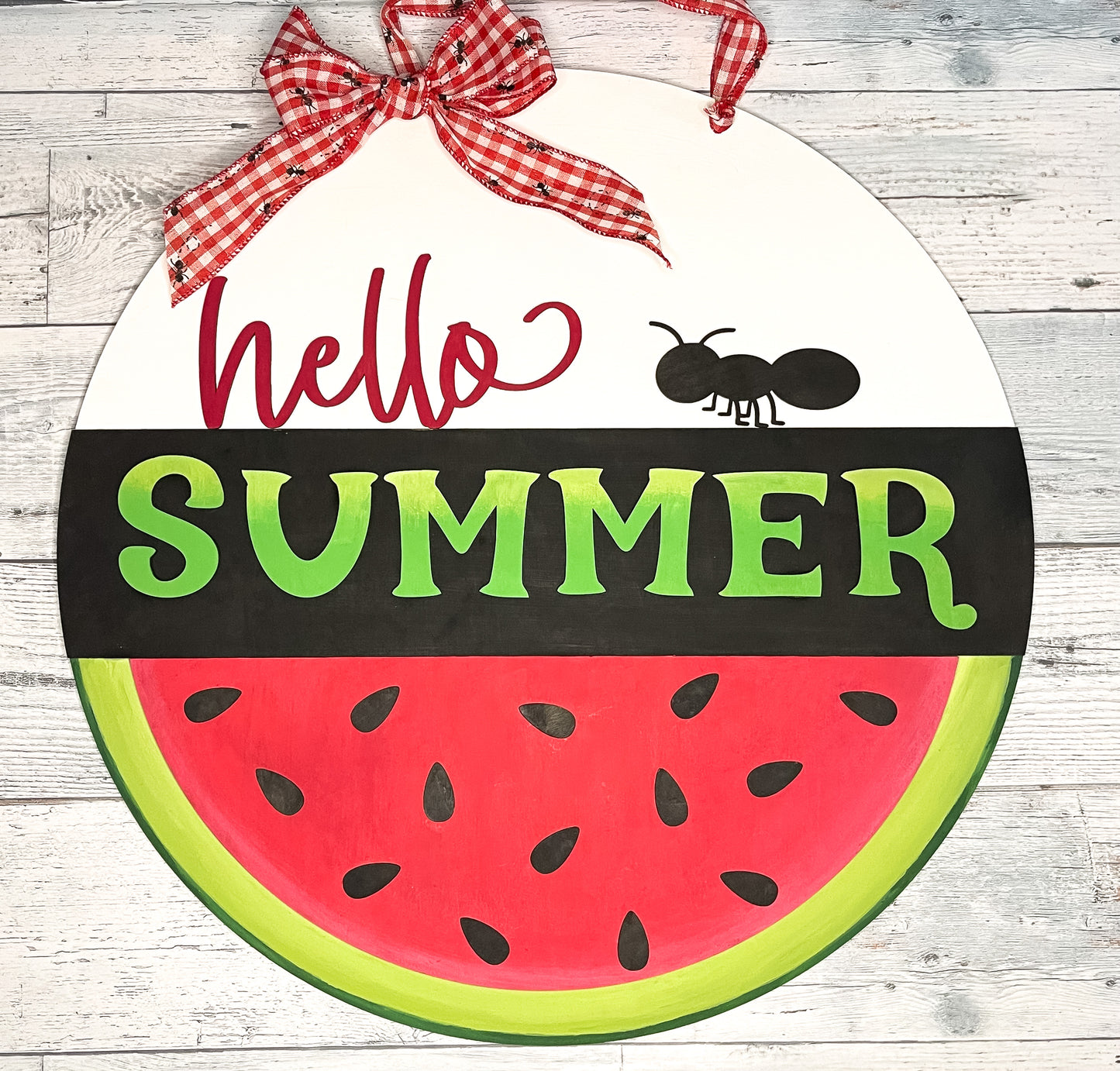 Hello Summer - Watermelon Door Hanger - Door Decor - Front Porch Decorations - Summer Decorations