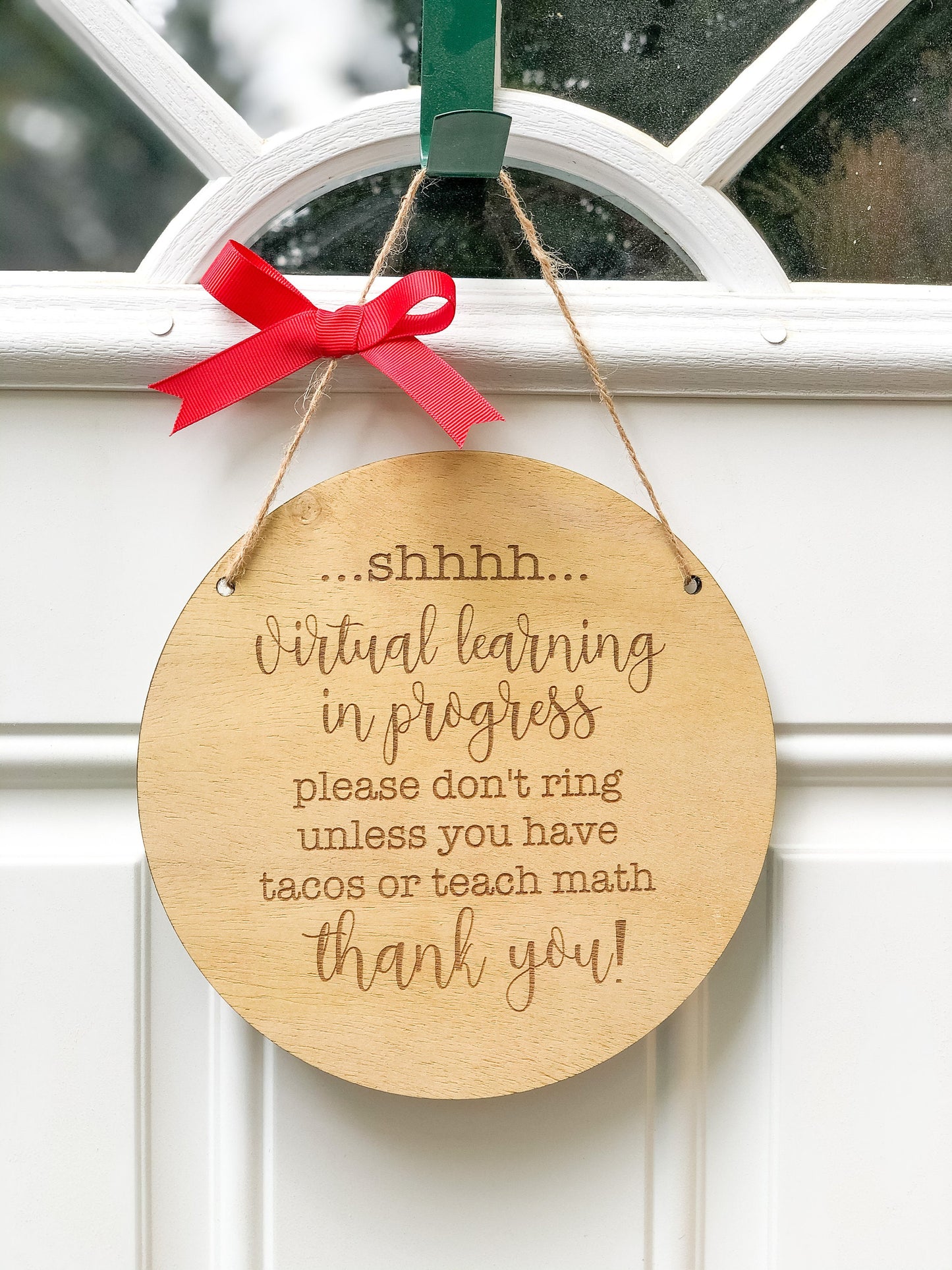 Virtual Learning Door Hanger -E-Learning In Progress - Homeschool Decor - Please Don't Knock - No Soliciting Sign