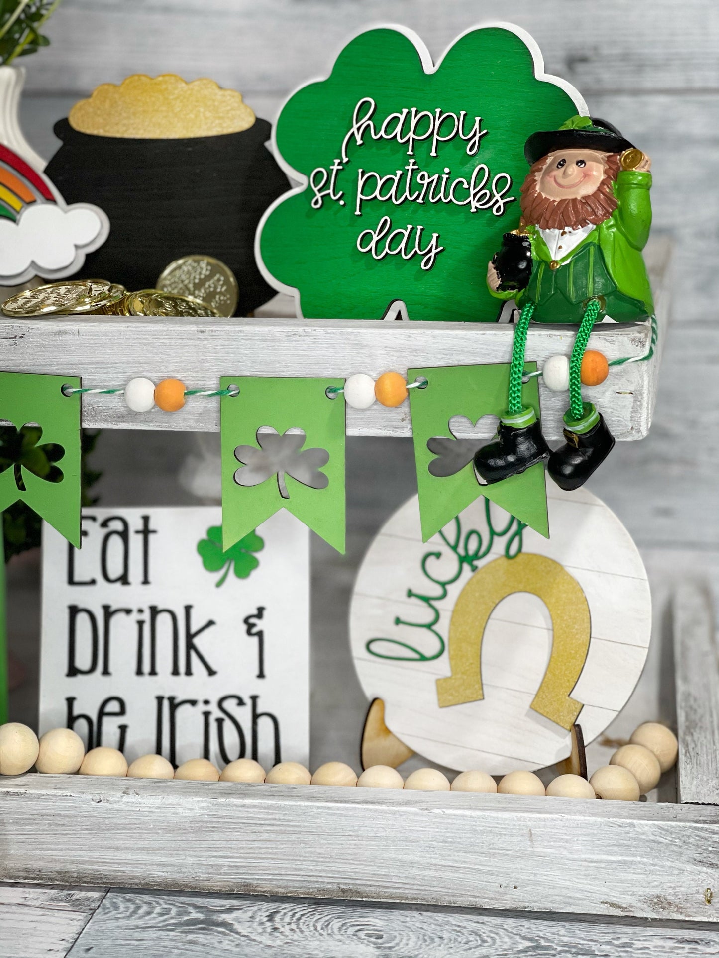 St. Patrick's Day Tiered Tray Decor, Tier Tray Decoration, Decorative Tray
