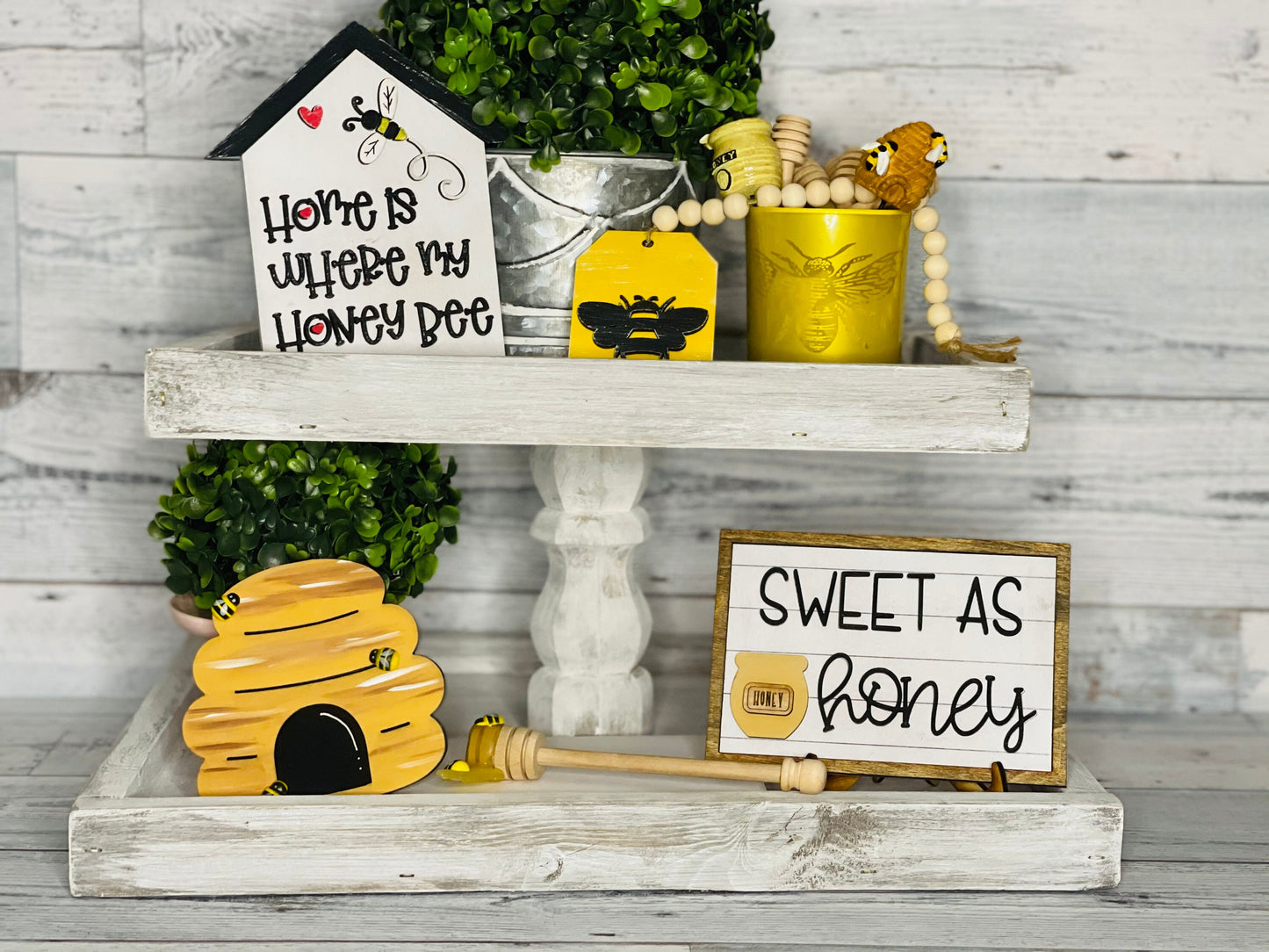 Bee Tiered Tray Set - Bee Tray Decorations - Tier Tray - Farmhouse Decor