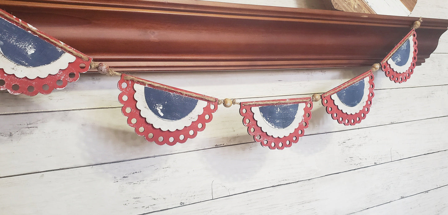 4th of July Bunting Banner DIY Kit - Fourth of July Craft Kit- Independence Day Decor - Summer Decoration - Unfinished Wood Blanks