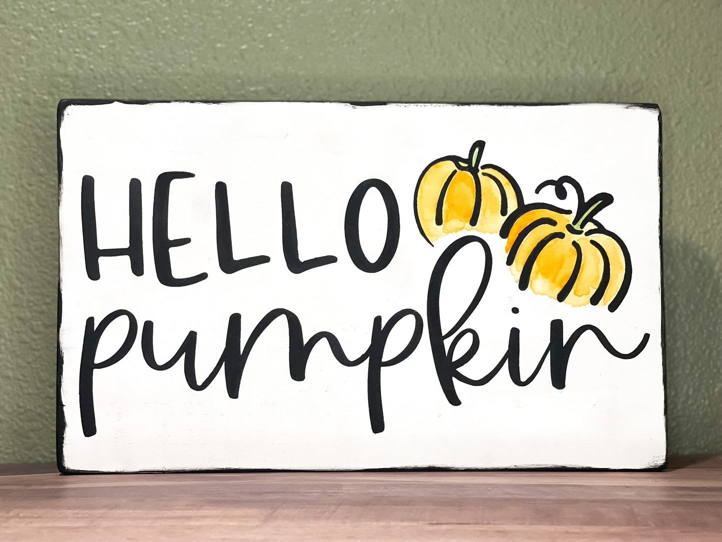 Hello Pumpkin Sign - Fall Home Decor - Pumpkin Sign