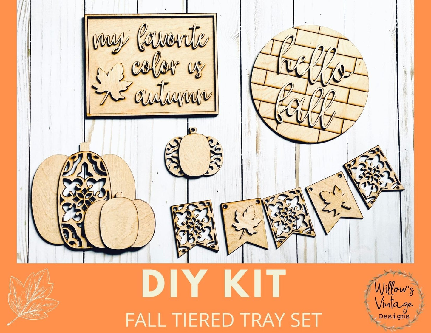 Fall Tiered Tray DIY Kit - Decorative Tray DIY - Fall Decor - Unfinished Wood Blanks