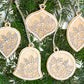 Boho Christmas Ornament - Floral Ornament Set - Christmas Tree Decorations - Natural Wood