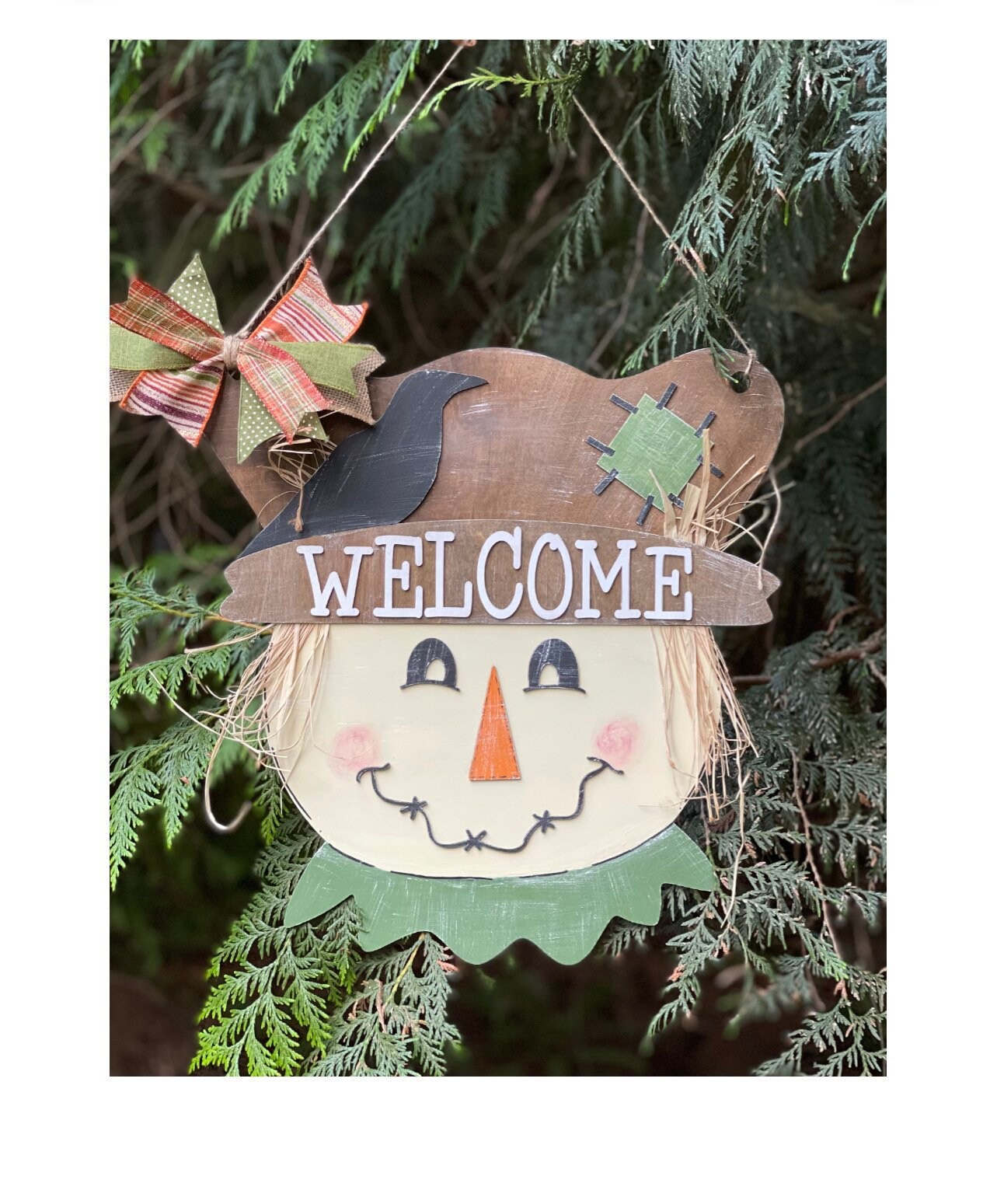 Scarecrow Door Hanger - Fall Porch Decor - Fall Scarecrow Decor - Happy Fall Ya'll