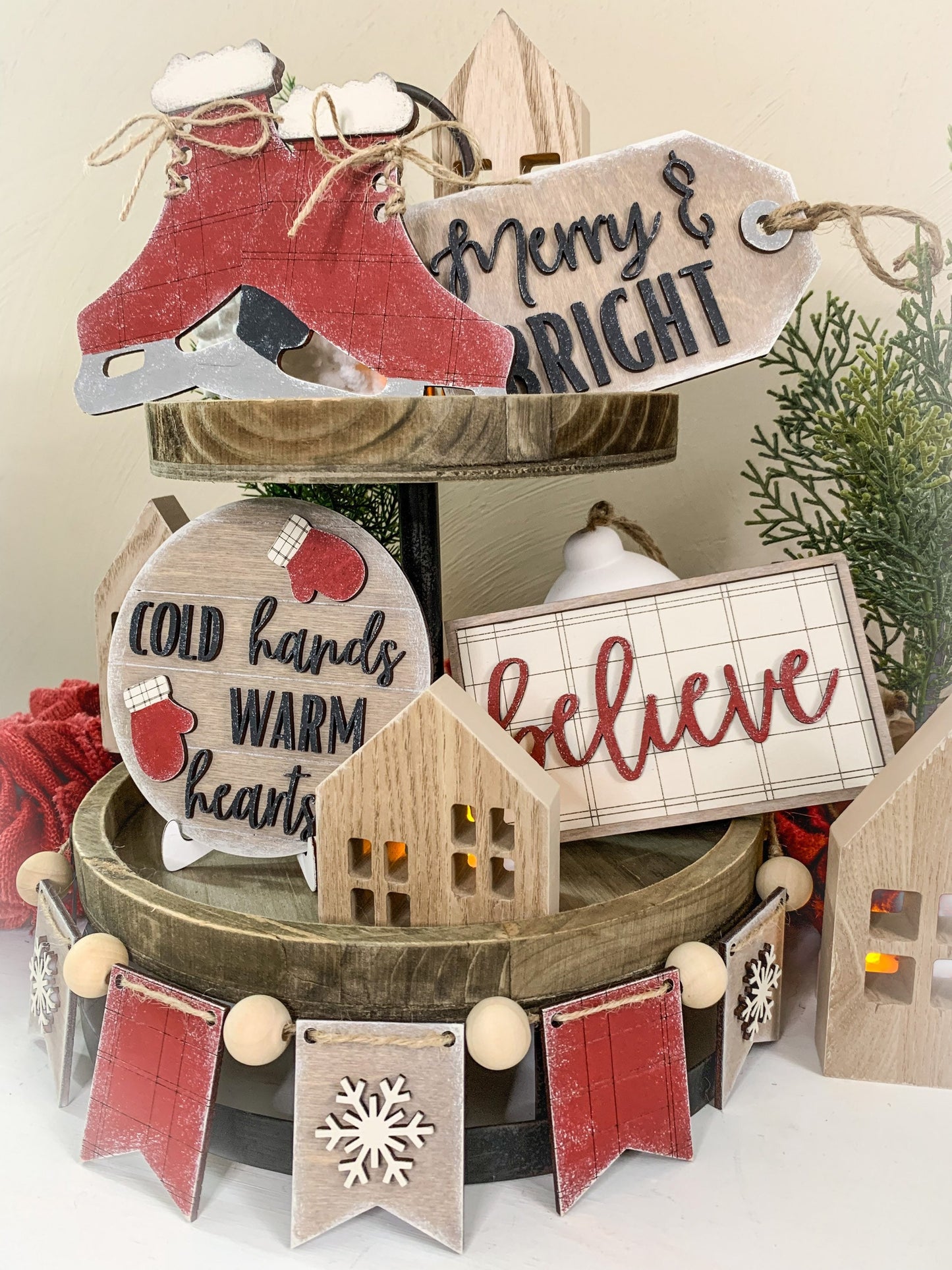 Christmas Tiered Tray - DIY Kits - Decorative Tray -