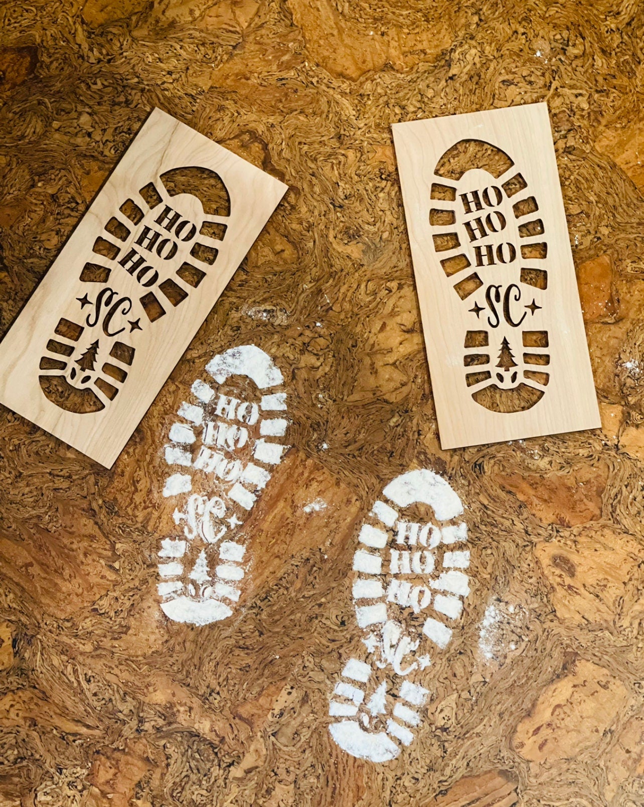Santa's Boot Print Wood Stencil - Christmas Morning - Santa Claus Footprint Stencil - Reusable Stencil