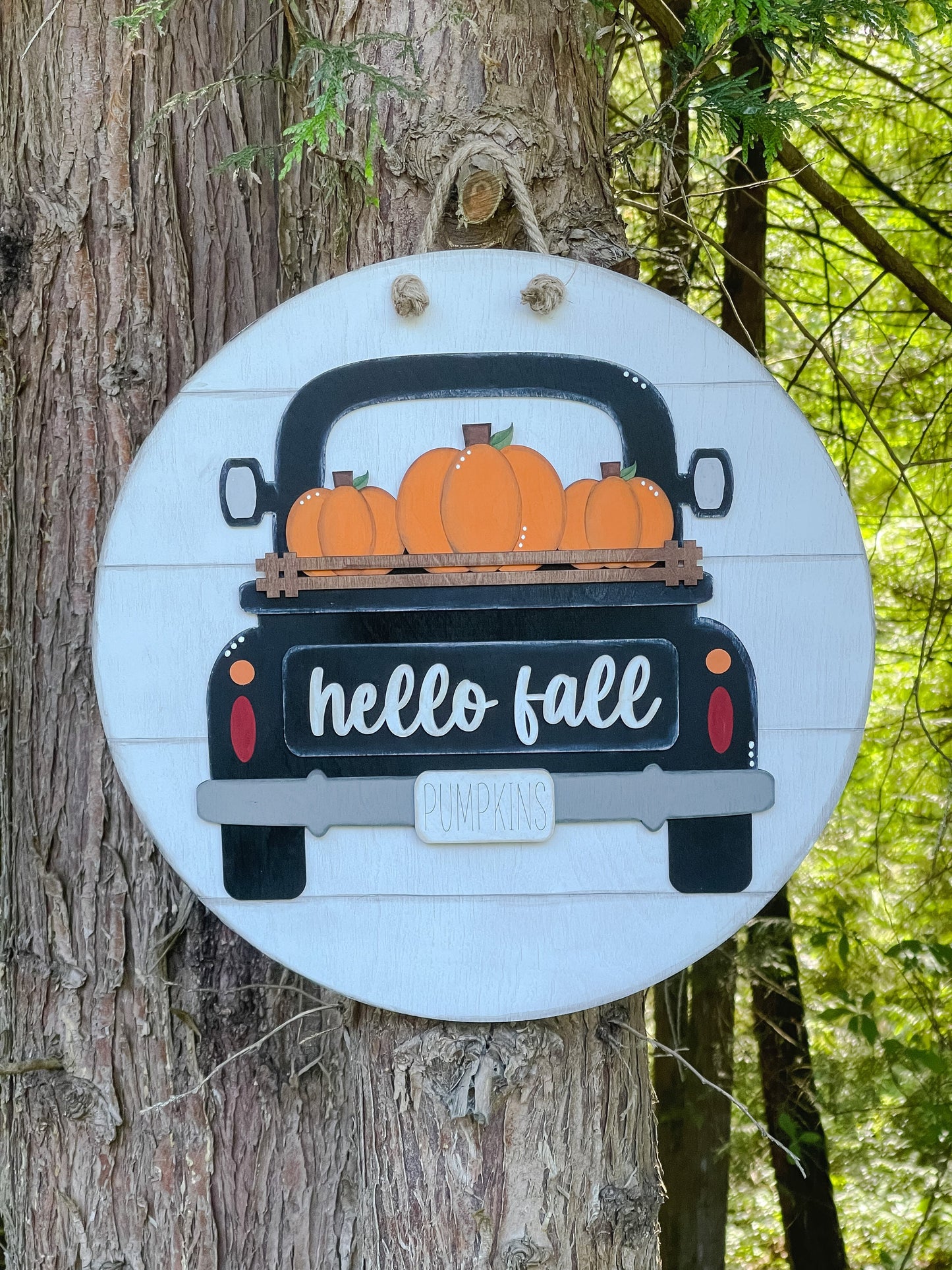 Hello Fall Vintage Truck Door Hanger - Fall Door Hanger - Fall Door Sign