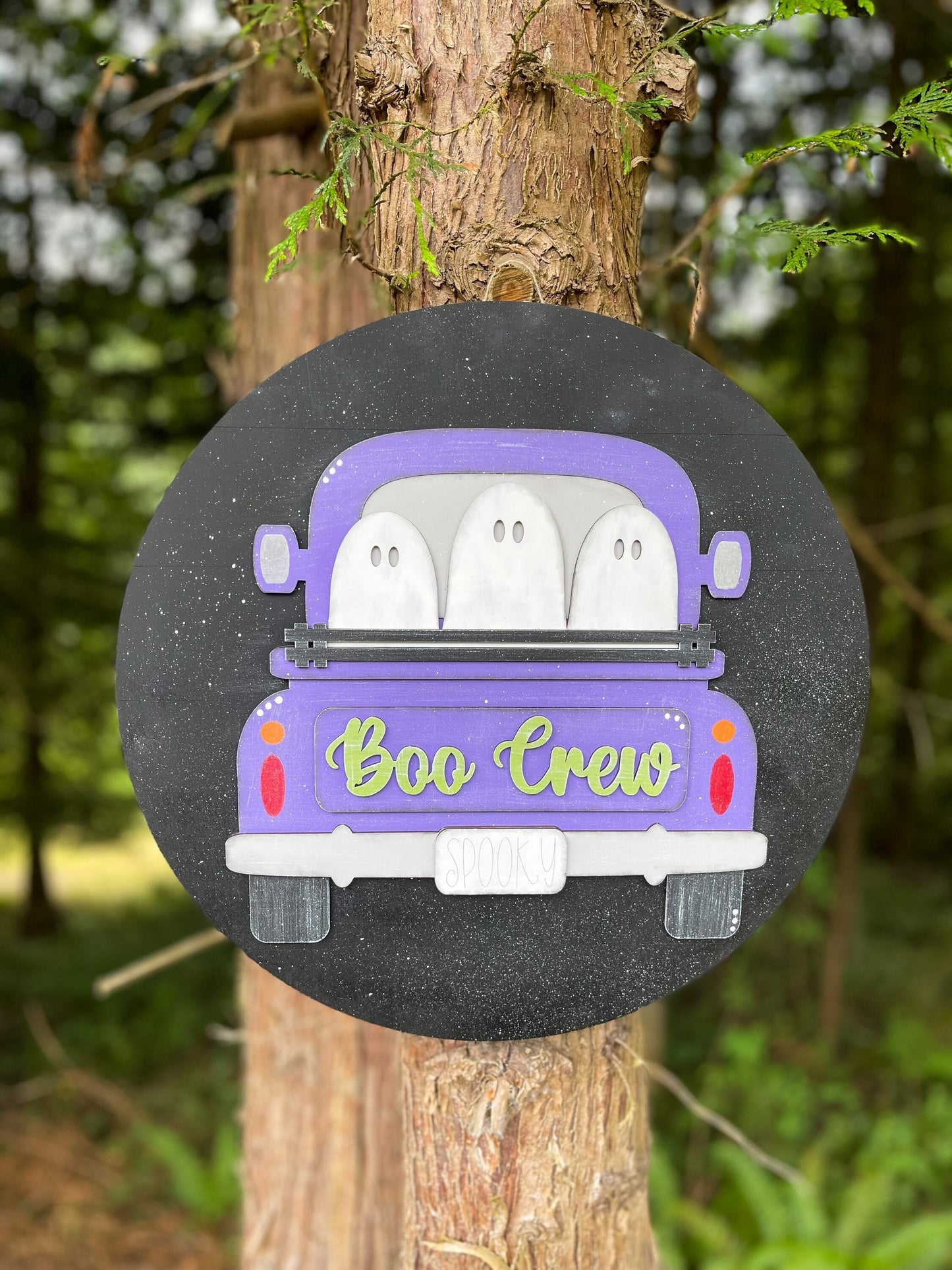 Boo Crew Halloween Truck Door Hanger - Ghost Halloween Door Sign