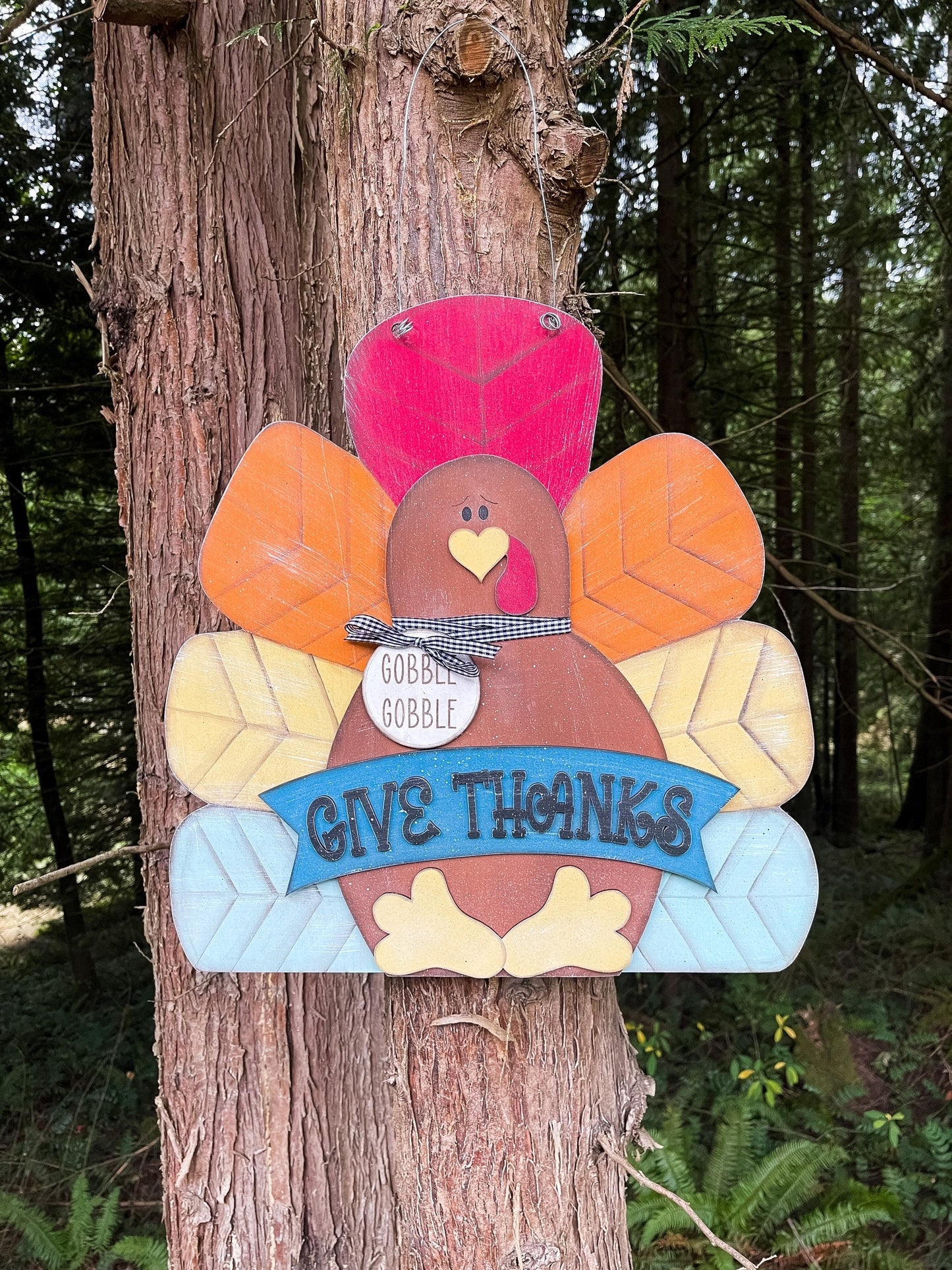 Turkey Door Hanger - Thanksgiving Door Decor - Give Thanks